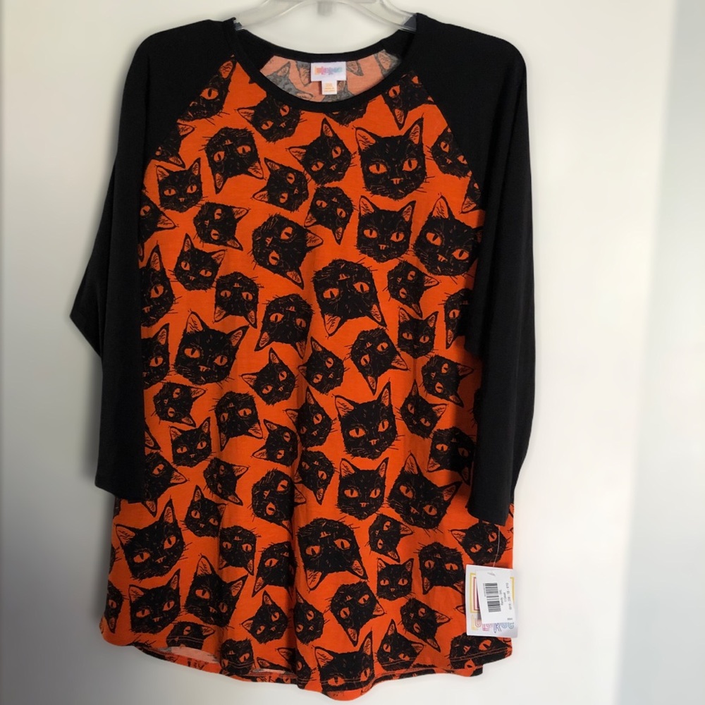 LuLaRoe Halloween Randy Top Black Cats Sz 3XL NWT